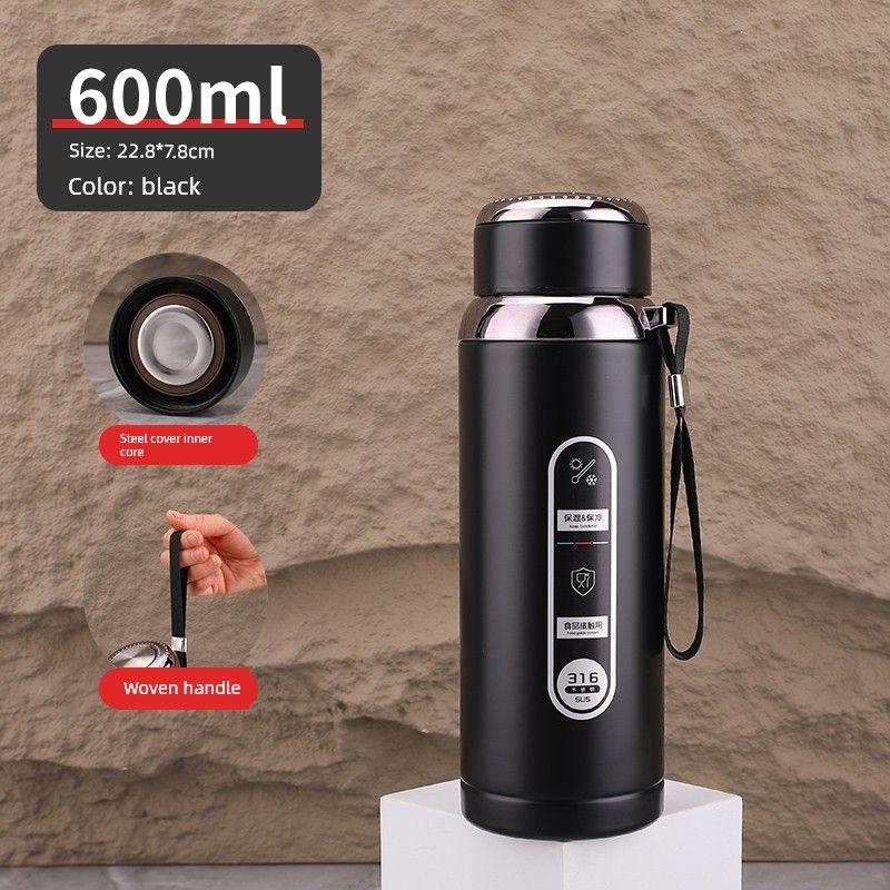 316 Steel Large-Capacity Thermos Cup for Men and Women with Filter Tea Cup Adult Business Portable Large Cup Gift Cup 600