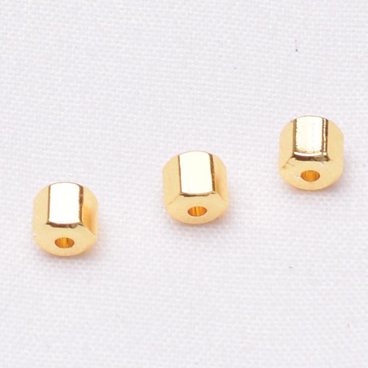 18K Goldplattierte Zylinder-Abstandsperlen für DIY Schmuck & Accessoires