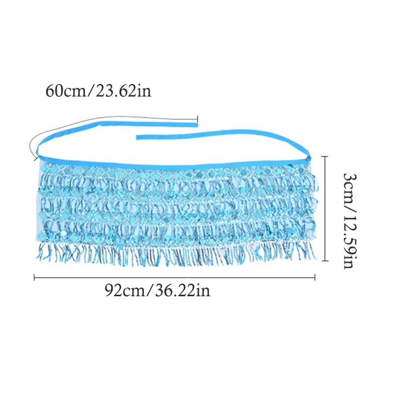 Belly Dance Hip Scarf With Detachable Fringe Skirt Adjustable Waist Chain For Performances And Practice