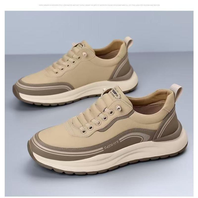 Men S Casual Sneakers Slip On Waterproof Leather Upper Fashion Shoes