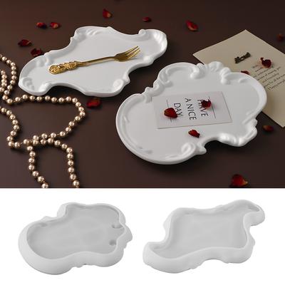 Vintage Lace Tray Silicone Mold European Style Relief Jewelry Storage Dish DIY Crystal Concrete Cement Resin Mould Home Decor