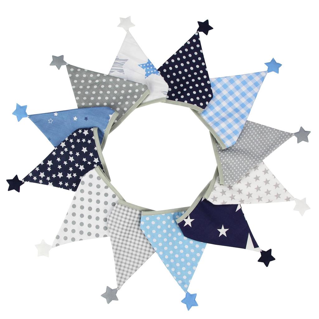 Nordic Star Cotton Triangle Flag Banner for Wedding or Kindergarten Decor