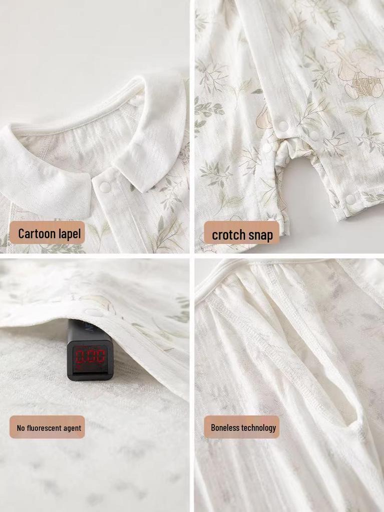 Newborn Summer Bamboo Bodysuit: Breathable Short Sleeve One-Piece Romper