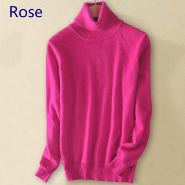 Wool Pure Cashmere Sweater Women's Knitted Turtleneck Cashmere Jumper Pullover Elasticity Pull Femme High Neck Knitting Sweaters Sweater