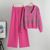Women's Autumn And Winter Knitted Wide Leg Pants Sweater Suit Loose And Stylish Two Piece Suit