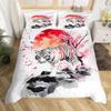 White Tiger Duvet Cover Set Queen Size Wildlife Comforter Covers Animal Print Bedding Set For Boys Girls Kids Art Bedroom Decor
