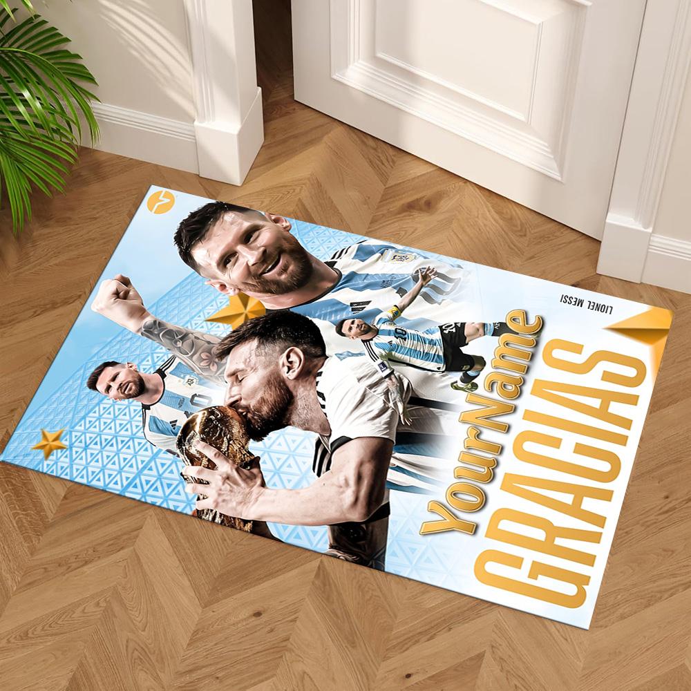 Messi Personalized Name Carpet Design for Dormitory Dining Room Entryway Game Room Anti-slip Rug Decorate Offices