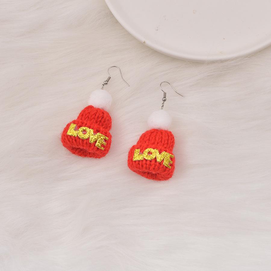 Creative Christmas Mini Wool Hat Earrings - Cute Winter Holiday Decoration