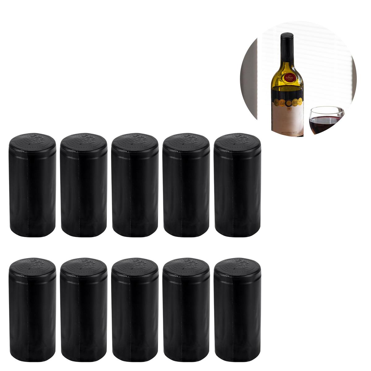 

10pcs Wine Bottle Caps Heat Shrink Sealing Cap Thickened Capsules Sleeve For Red Wine Bottles Easy Removal Tear-Off Tab чорний