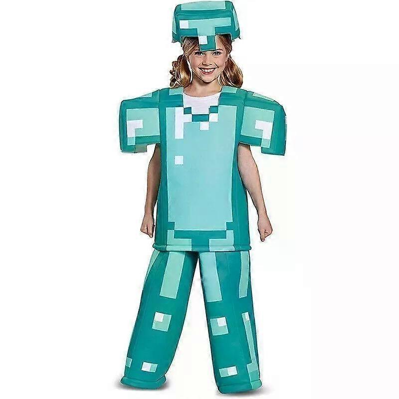 Minecraft Cosplay Costume Jumpsuit Fancy Dress Party Outfit Gifts NEW Costume-Light blue A