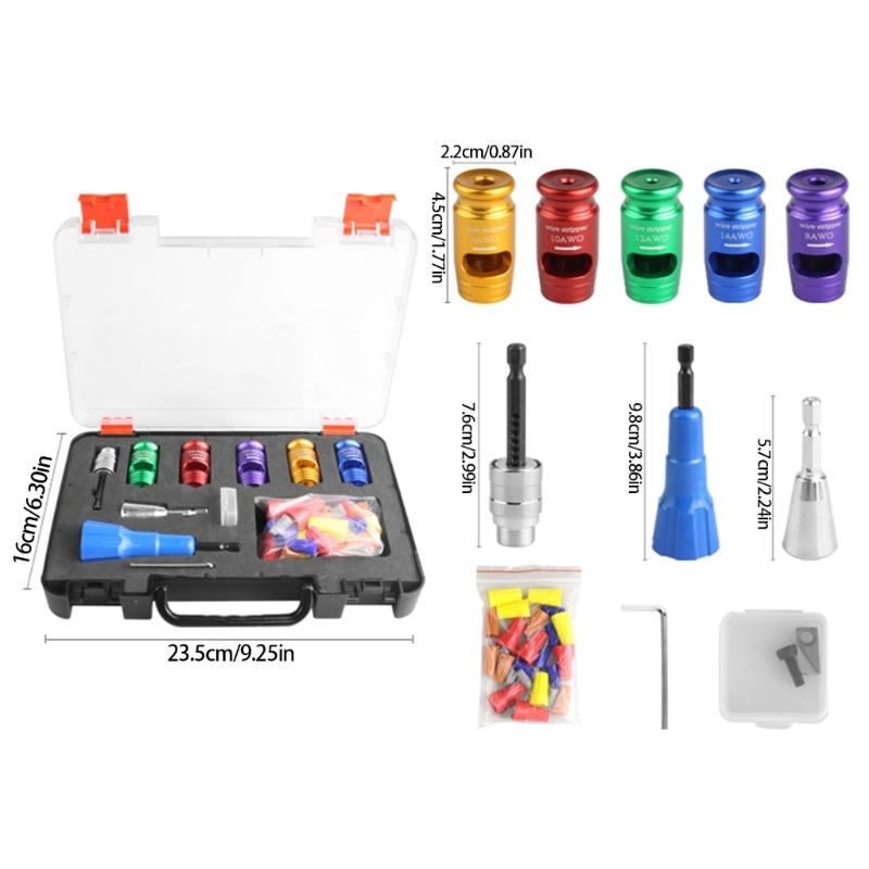 Multiple Size Electrician Wire Stripping Tool Set 6-14AWG 10-36mm Length Adjustment Suitable For Power Drill Screwdriver