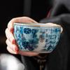 Blue and White Antique Old Clay Kungfu Tea Master Cup Ceramic Fengshui Cylinder Cup Chinese Style Retro High-end Tea Set Gifts