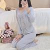 Modal Women's One-Piece Pajama Set with Built-In Bra - Long Sleeve, High-End, Home & Outdoor Wear for Spring & Autumn