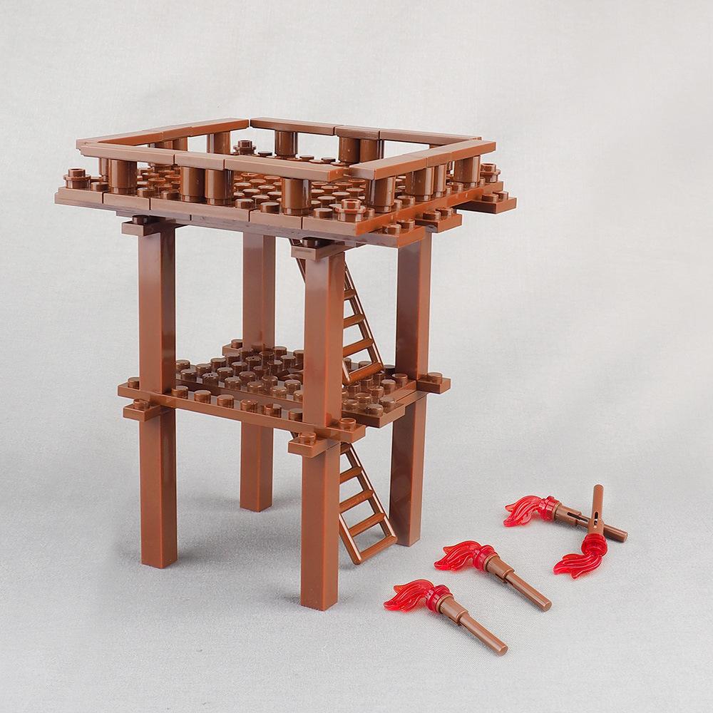 DIY Mini-Flammenwerfer Waffe Lagerfeuer-Fackel Wachturm Ziegelstein Zubehör für Baustein-Figuren