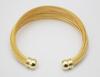 Golden Multilayer Wire Bangle Bracelet Set Open Stainless Steel Twisted Cable Cuff 1 Piece Fashion Accessory
