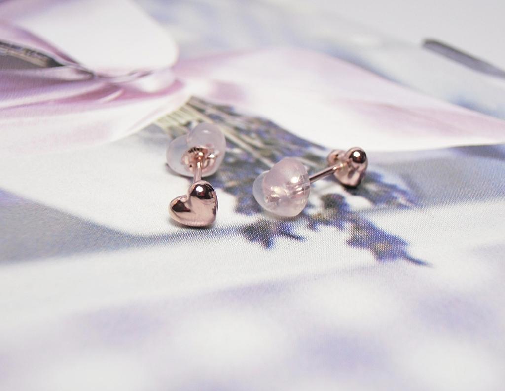 10K Pink Gold Earrings 4mm Heart T-jms (10K PG)