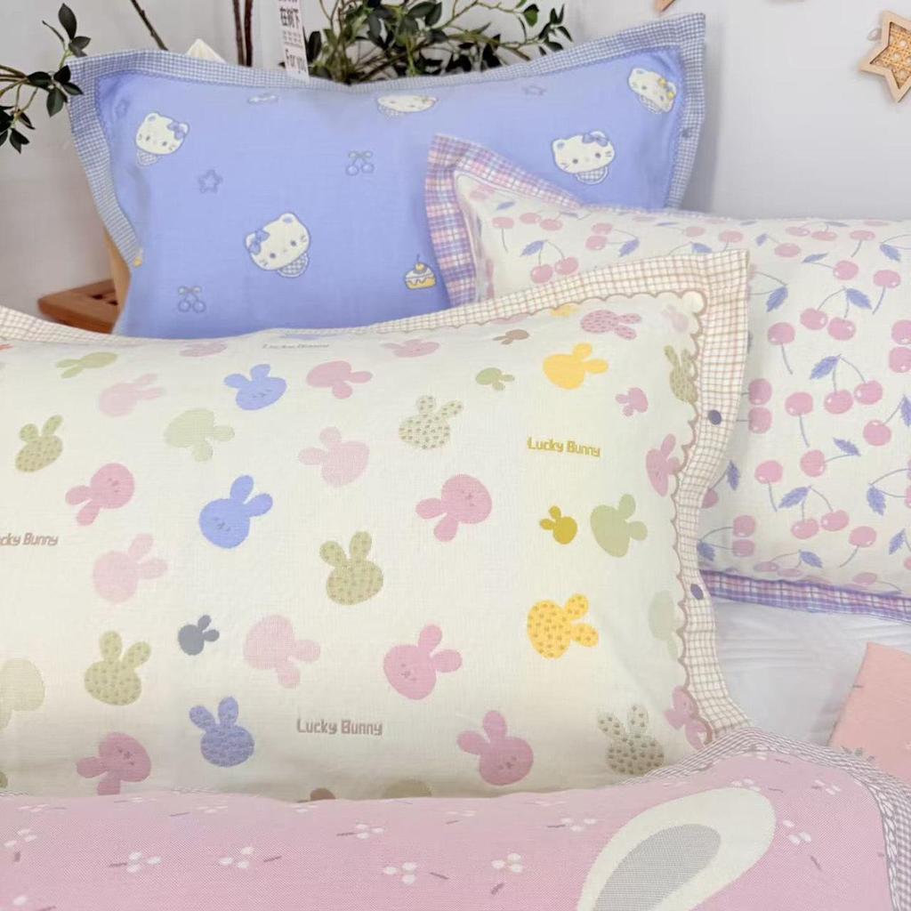 Set of 2 All-Cotton Gauze Pillowcases: Snap Button, High-Density, Non-Shedding, Four-Season Use