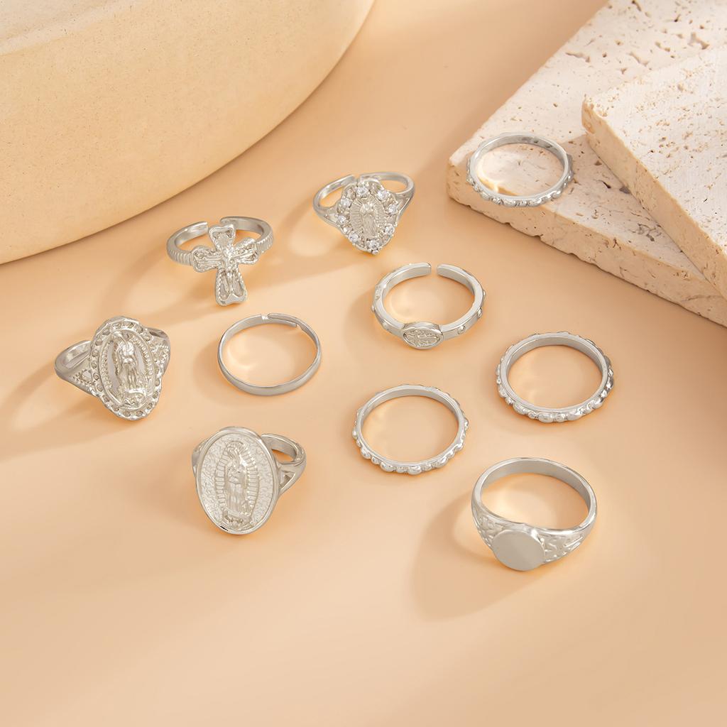 10 ks/sada Elegantní prsteny na prsty s nepravidelnou geometrií pro ženy Romantické svatební šperky Doplňky Zlatá Stříbrná barva Hip Hop Punk Nastavitelné sady prstenů na klouby