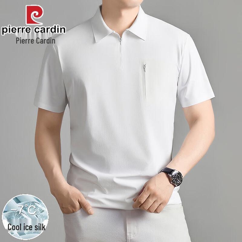 

Pierre Cardin Men s Ice Silk Polo Shirt with Zipper Pocket L
