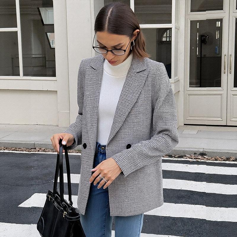 Commuting Casual Retro Style Coat, Loose Long-sleeved Suit for Women