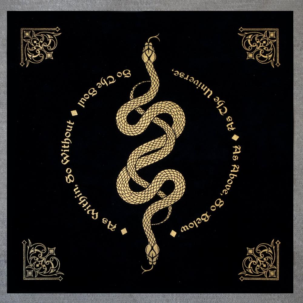 Double Snake Velvet Tarot Tablecloth - Thickened Single-Sided Deerskin with Hot Stamping 49x49 cm чёрный