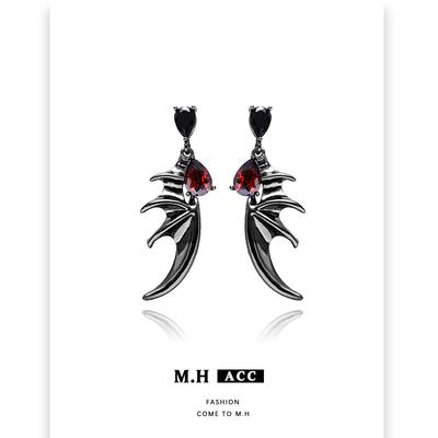 Vintage Drip Oil Dark Bat Wings Earrings Punk Style Unique Sweet Cool Style Earrings Wholesale