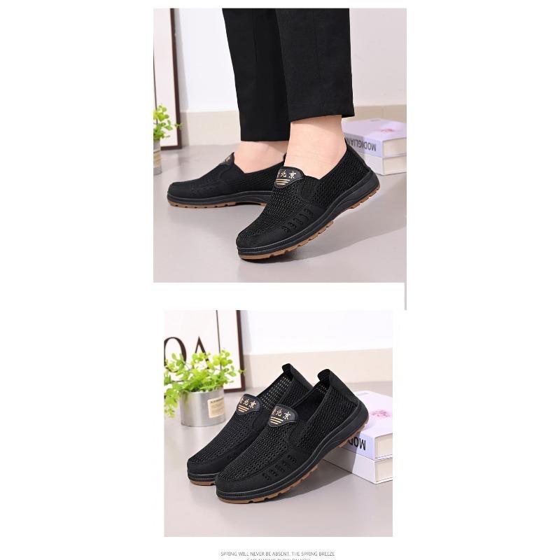 Men's Summer Plus Size Old Beijing Cloth Shoes, Breathable Mesh Slip-on Casual Dad Shoes for Cross-border Foreign Trade