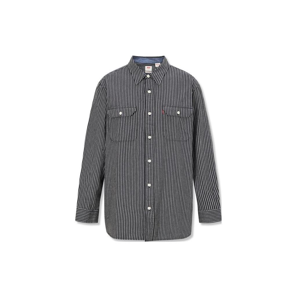 Levis Pointed Collar Button Long Sleeve Shirt Men Shirts Black White Striped 19587-0269