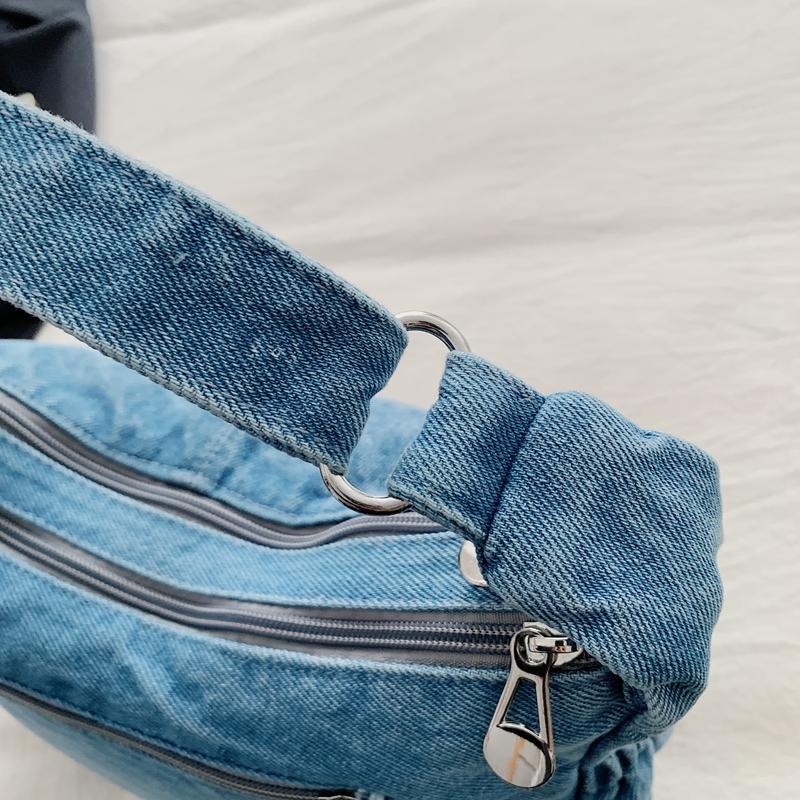 Doppellagige kleine quadratische Tasche Denim-Tasche Damen Leichte Schulter-Umhängetasche