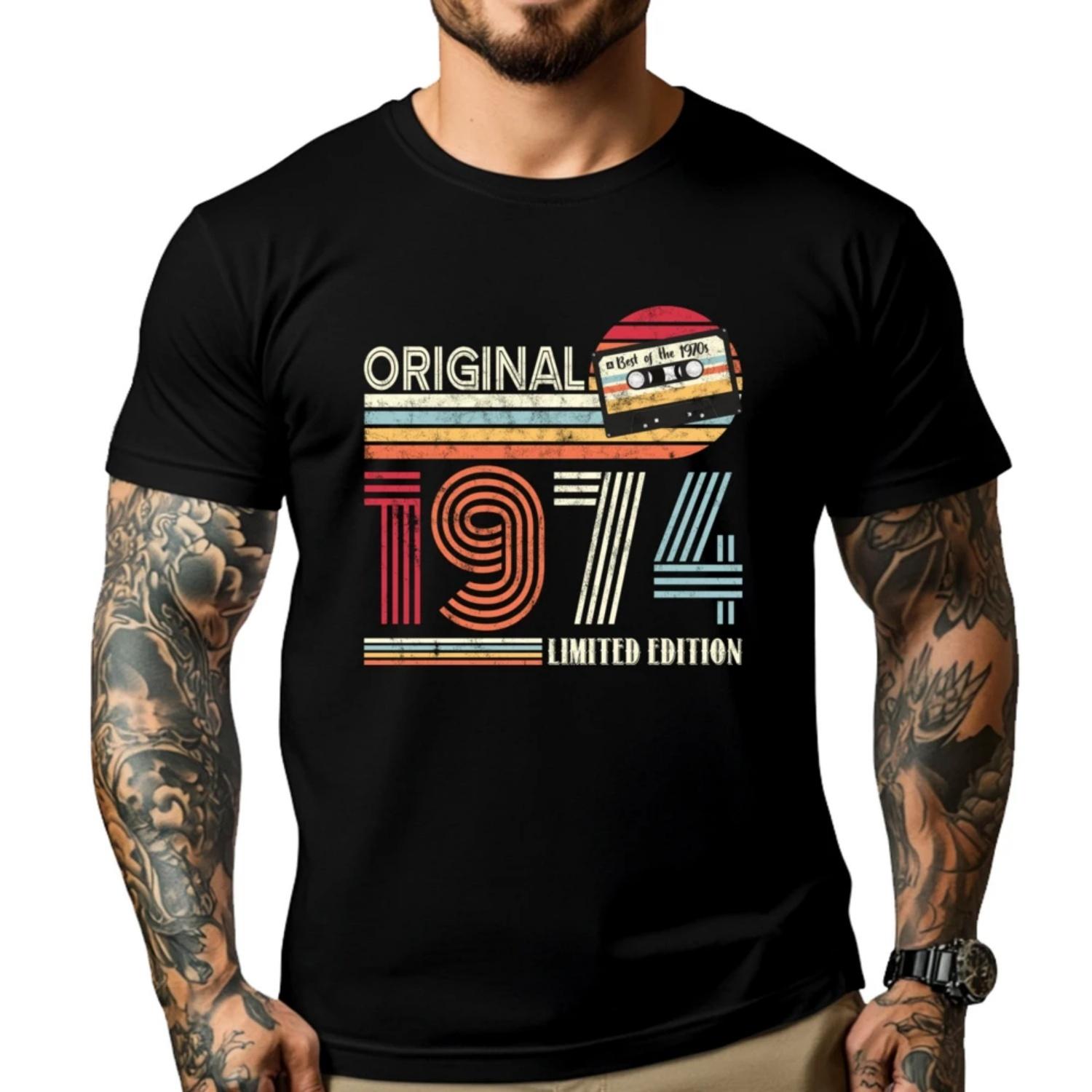 

Original 1974 Birthday Musicians Cassette Tape Hiphop Streetwear Short Sleeve T-Shirt Men Outdoor Streetwear Short Sleeve S чёрный