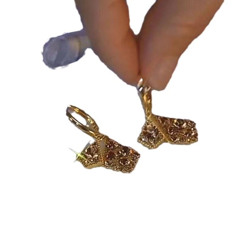 Elegante braune Doppelschicht-Zirkon-Ohrringe: Leichter Luxus, Exquisites Design für Frauen