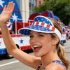 (S, Multicolor) American USA Flags Visor for Men Stars and Stripes Print Patriotic Hollow Top Sun Hat