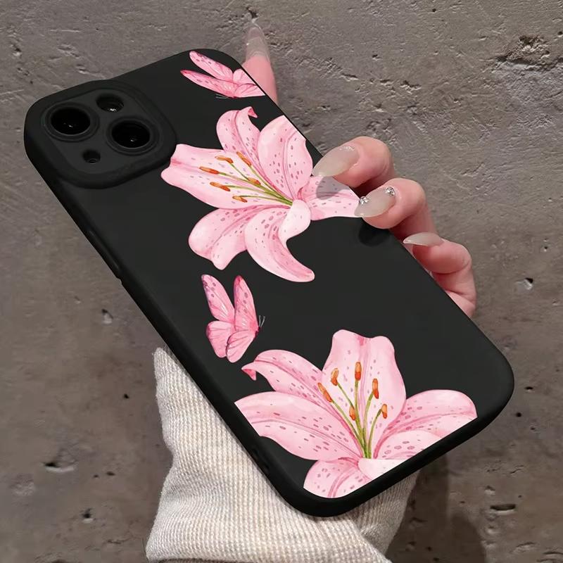 Minimalist Pink Hibiscus Flower Phone Case For Samsung Galaxy S25 S24 S23 S22 Ultra S21 Plus S20 FE A55 A54 A35 A15 Cover