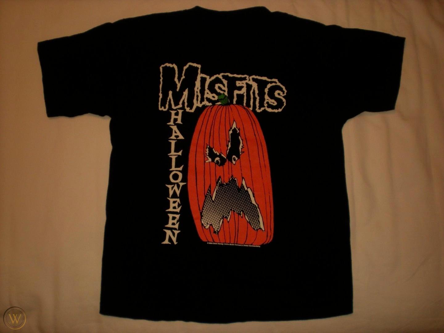 Vtg Misfits Band Halloween PUMPKIN Cotton Black Full Size Unisex Shirt CM499 XXXL