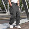 Outdoor commuting multi-pocket tooling trousers, men's summer drawstring elastic waist, wear-resistant straight tactical casual trousers