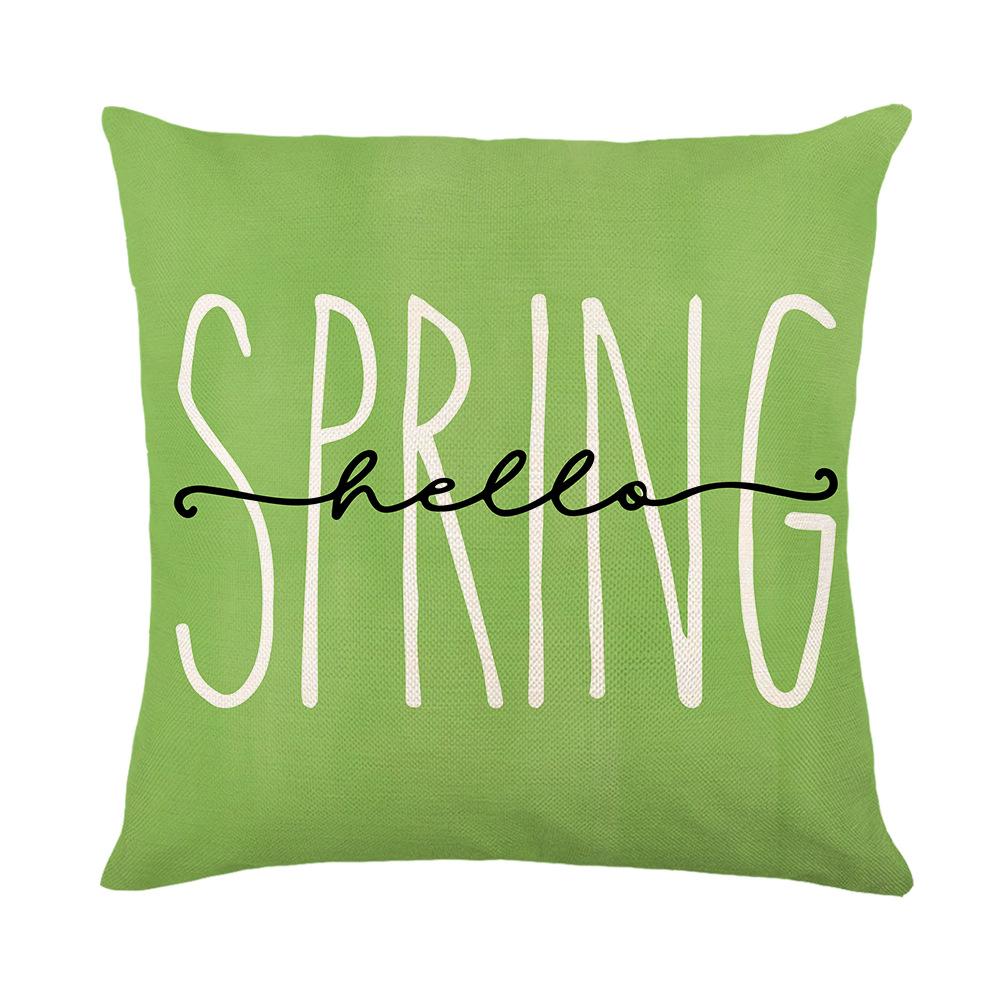 Home Spring Floral Pillow Cover Polyester Letter Print Sofa Cushion Cover Bedroom Cushion Cover