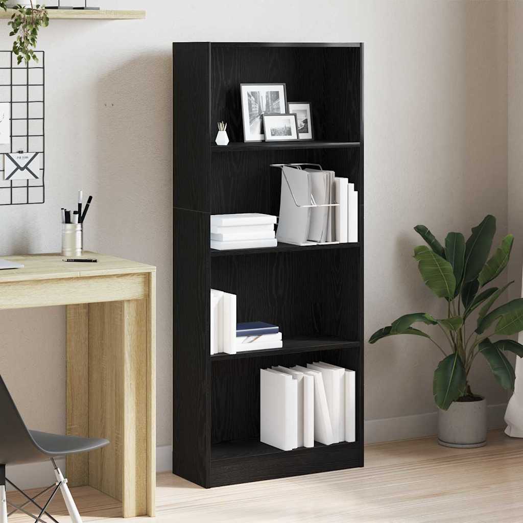 Bookshelf Black Oak Look 60 x 24 x 143 cm Engineered Wood