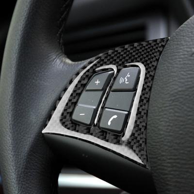 Araba Sticker Kendinden yapışkanlı İç Trim Gerçek Karbon Fiber direksiyon Düğmesi Çıkartması Kapak BMW X5 E70 2010 2011 2012