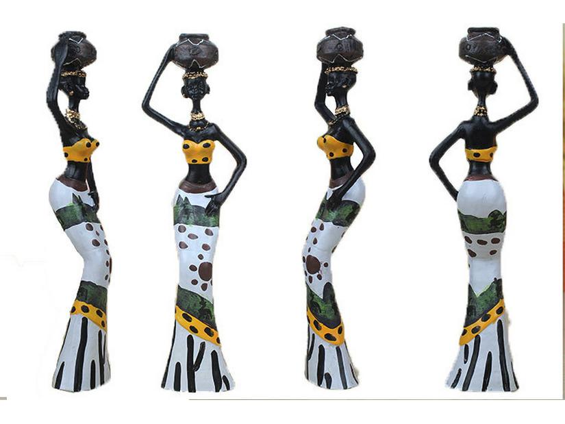 3-częściowy zestaw żywicznych lalek afrykańskich: Kreatywne Ozdoby do Dekoracji Domu