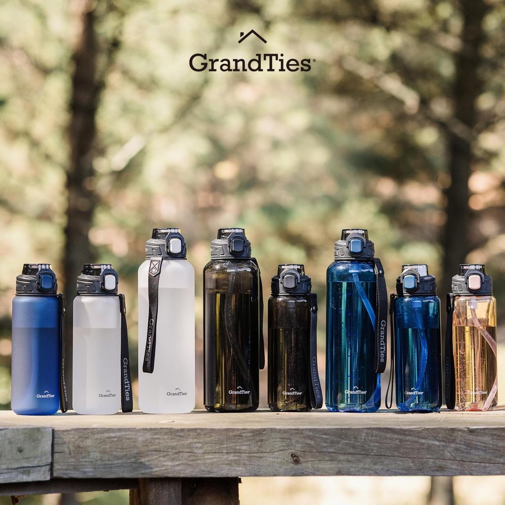 GRANDTIES Tritan Sports Water Bottle, 800ml, with a Removable Silicone Straw, Tritan Resin, Leak-proof Even Upside Down, One-push Fastening, and a