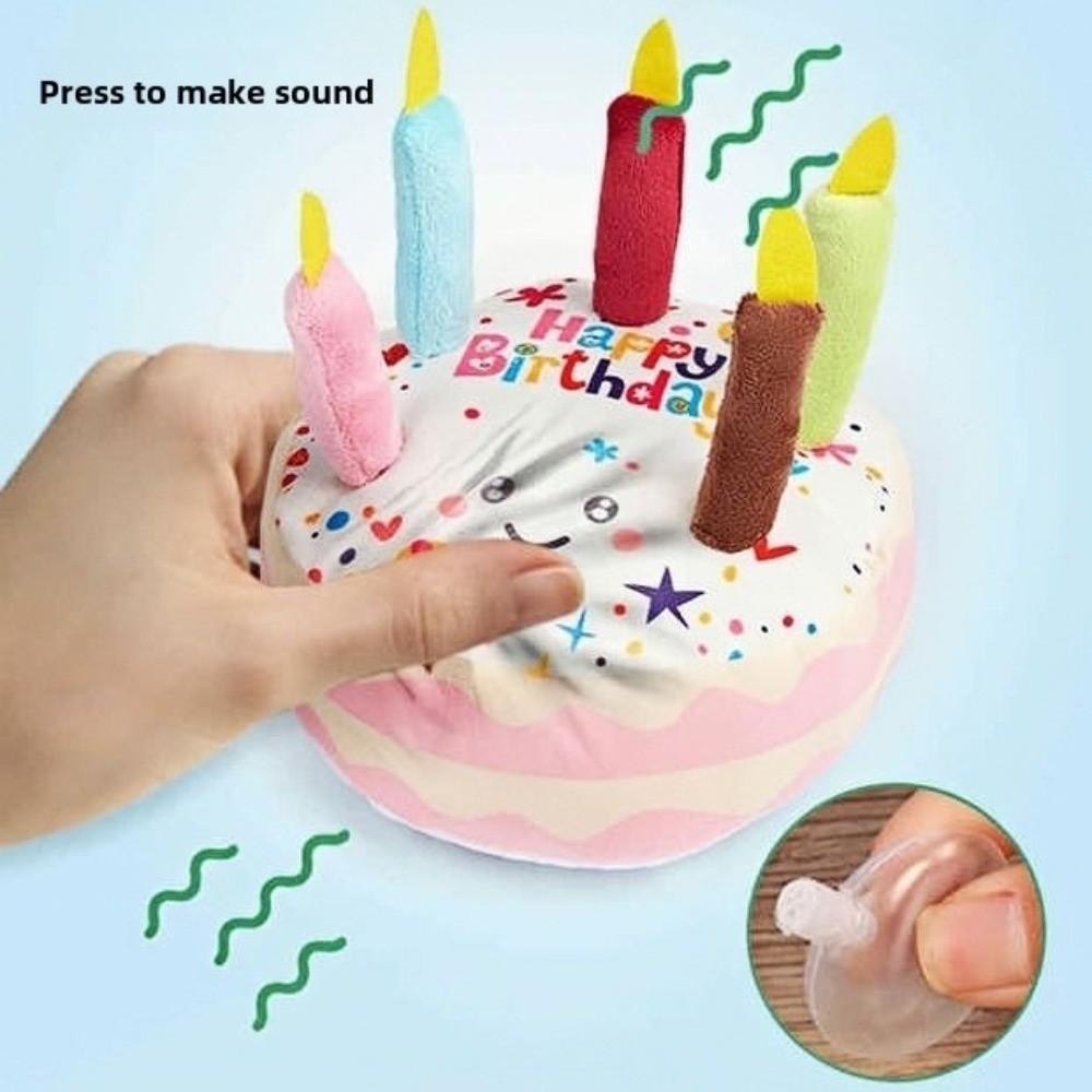 New Birthday Cake Dog Toys Interactive 16cm Sound Making Toys Puppy Teething Bite Resistant Gnaw Toys Pet Supplies