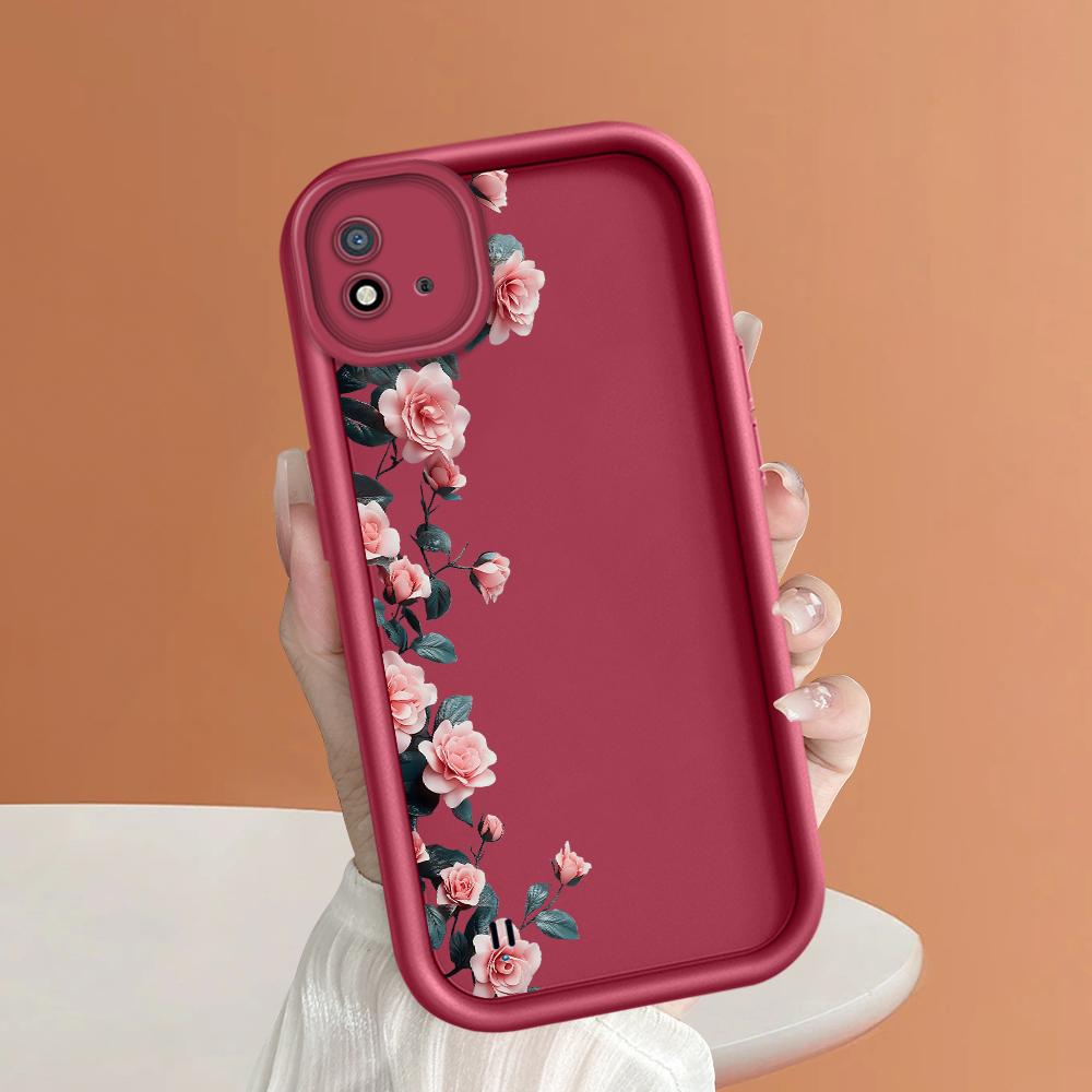 Měkký silikonový čtvercový žebříkový vzor tisku Pouzdro telefonu Plný kryt fotoaparátu Ochranné pryžové pouzdro odolné proti nárazům pro OPPO Realme