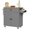 Kitchen Cart with Drawer, Cabinet Compartment, Towel Bar, 106 x 42 x 87 cm, Grey/Oak