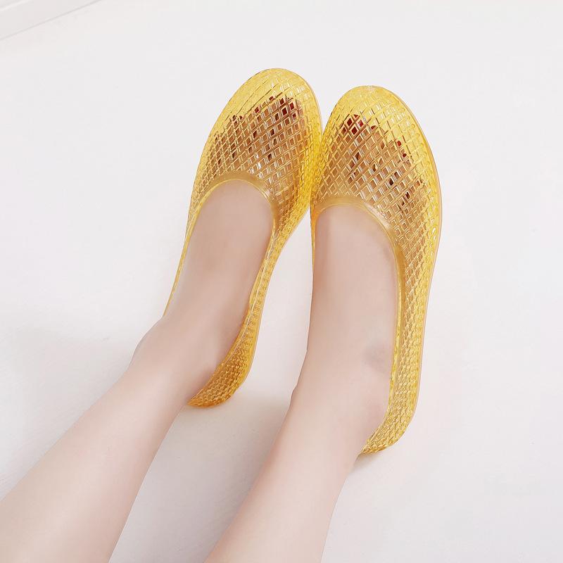 2025 Crystal Jelly Sandals for Women Transparent Hollow-Out Flat Shoes,Breathable Summer Slippers with Gem Decor