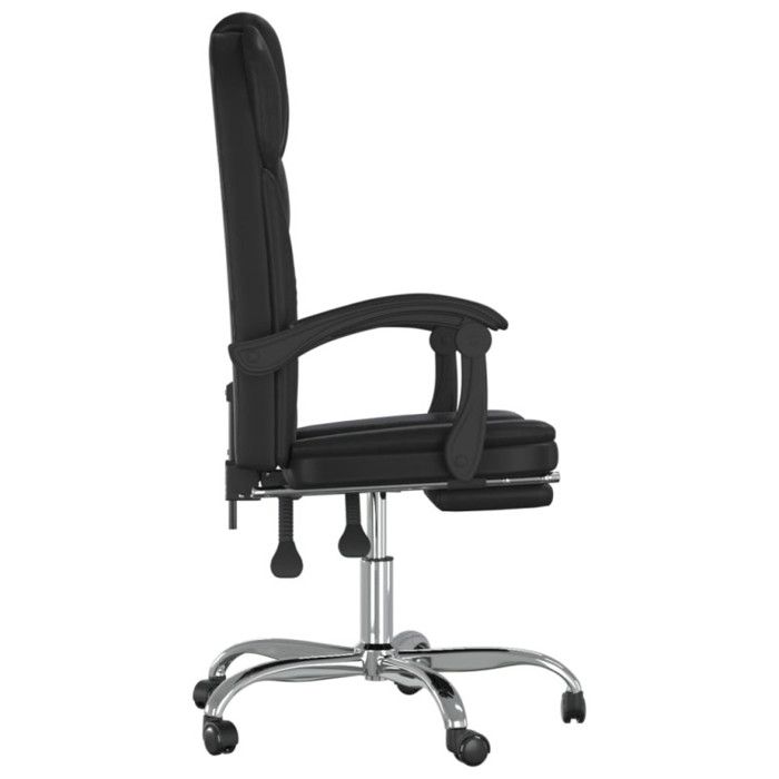 VidaXL Fauteuil Inclinable de Bureau, Chaise Pivotante avec Dossier et Repose-pied Réglables, Siège de Bureau, Moderne, Noir 349697