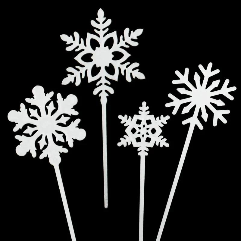 Neue 4 Stück Schneeflocke Kuchentopper Mädchen Weihnachten Geburtstag Cupcake Topper Babyparty Hochzeitsparty Glitzer Kuchen Deko Zubehör