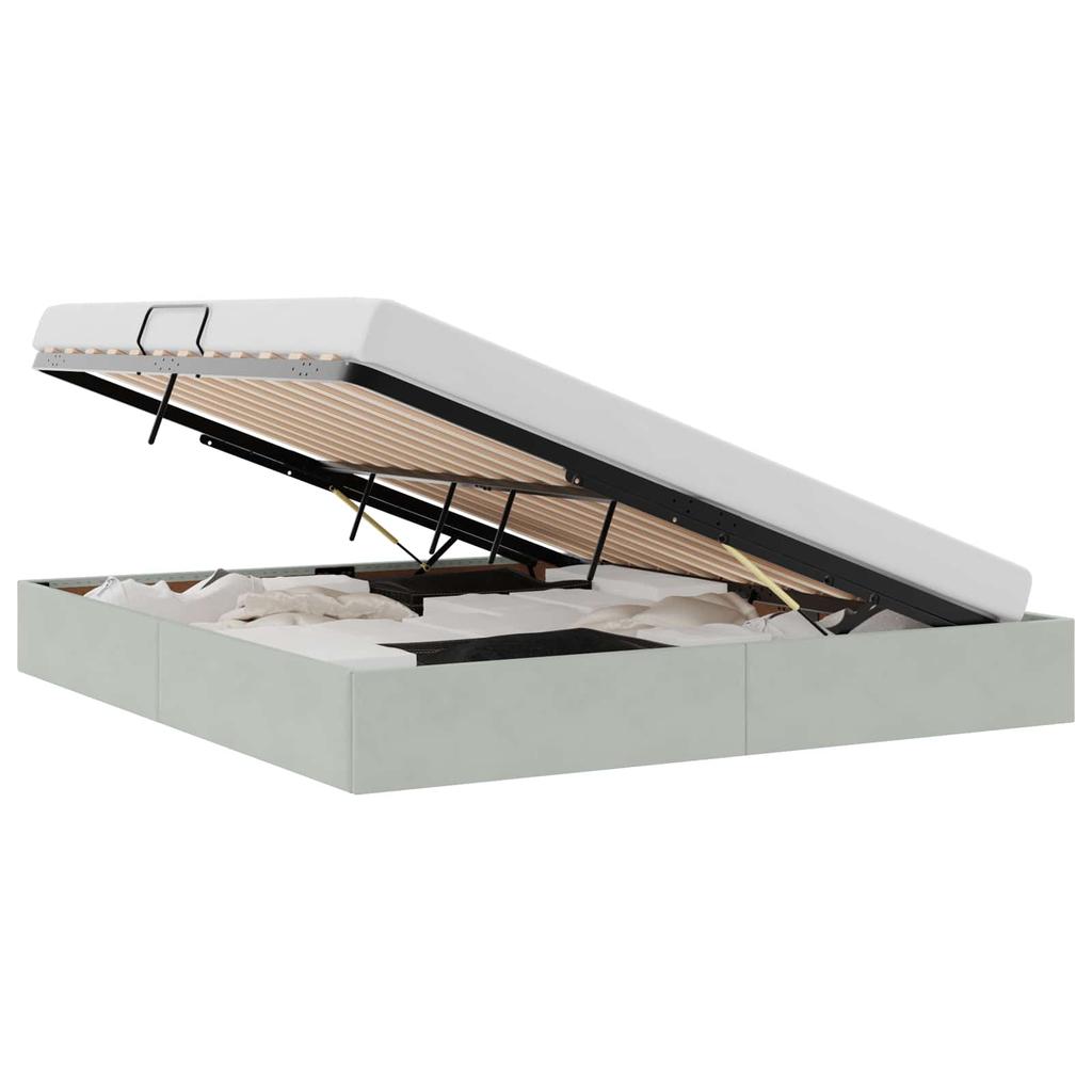 Ottoman Bed Frame with Storage Light Grey 160 x 200 cm Velvet