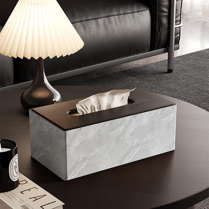 Marble Texture Leather Tissue Box Large
