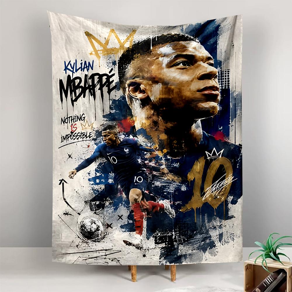Tapestry Kylian Mbappe France Number 10 Graffiti Crown Poster Wall Hanging