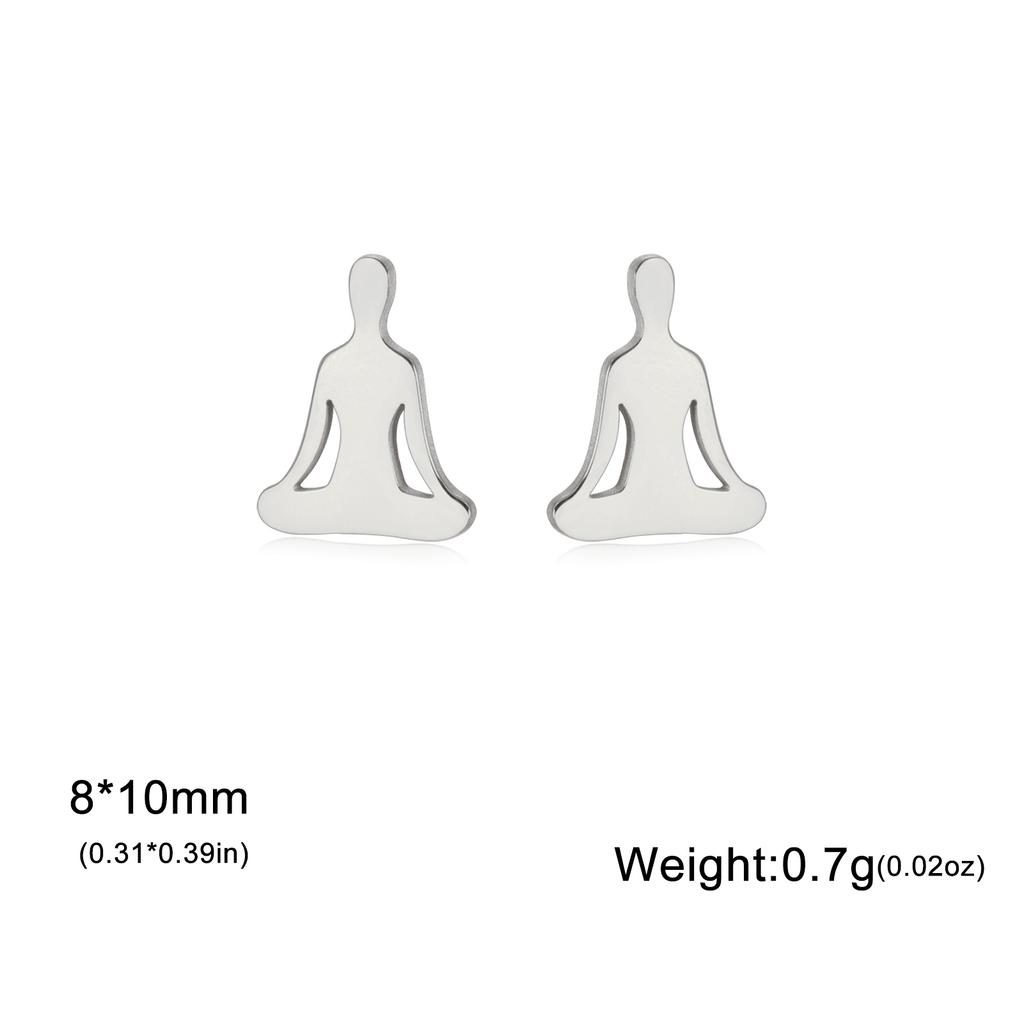 Cazador Mismatched Yoga Meditation Stud Earrings for Women Stainless Steel Asymmetric Piercing Earrings Jewelry Birthday Gift